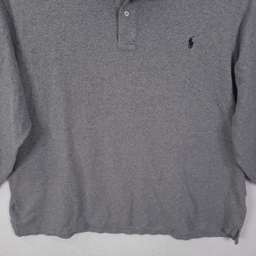 Polo Ralph Lauren Shirt Long Sleeve Polo Mens 3XB Grey Big & Tall Pique Pony